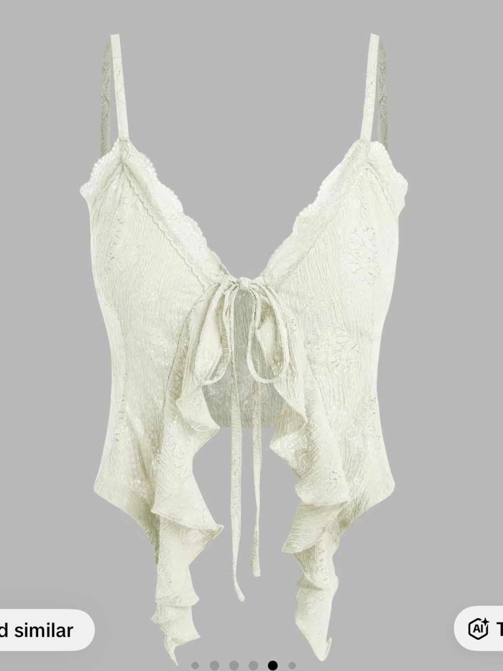Cider Cream Lace Ruffle V-Neck Crop Top